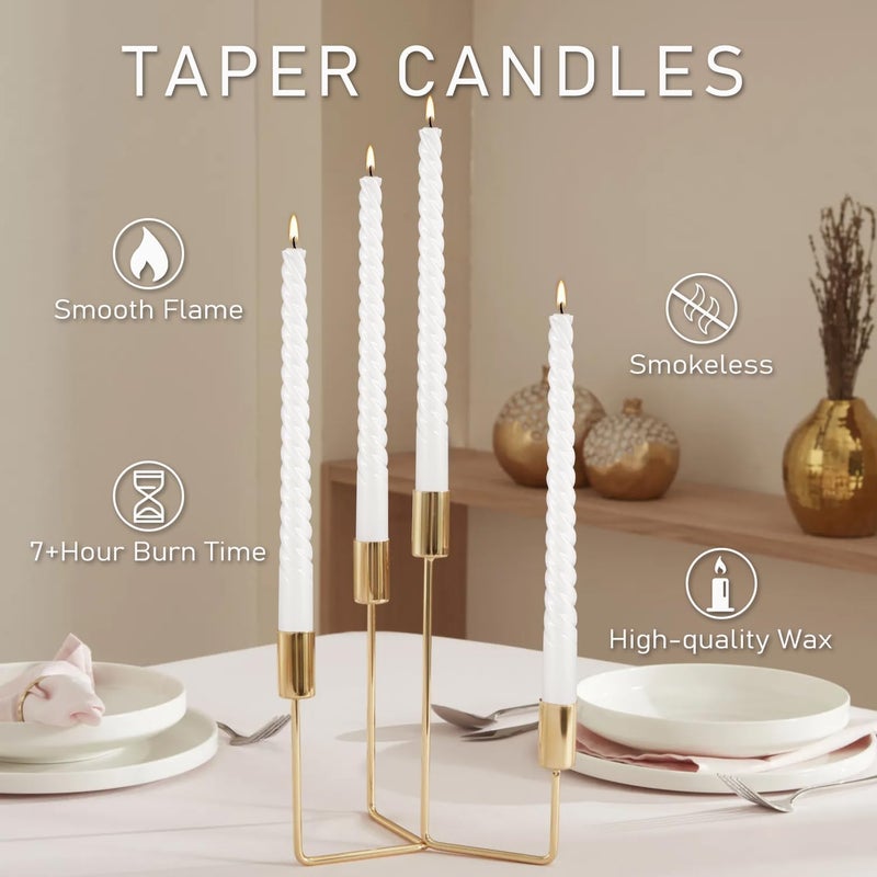WPONSZU 10 Inch White Spiral Taper Candle Set of 12 Pack Unscented Dripless Candlesticks for Valentine's Day,Dinner,Party,Brithday,Wedding,Christmas,and Home Decoration - Image 4